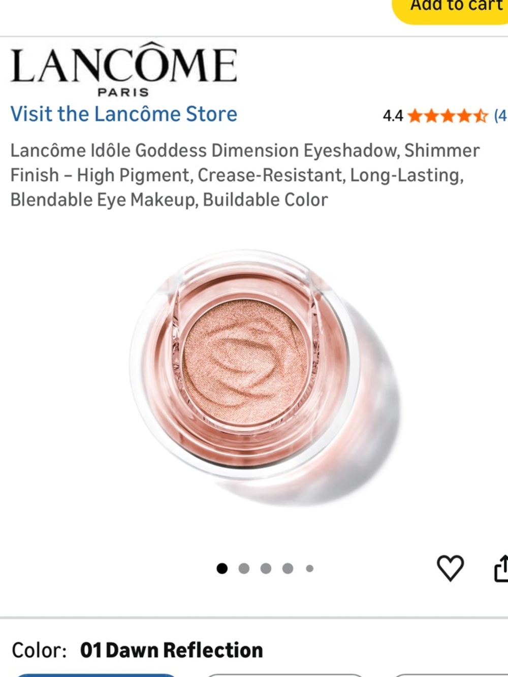 Lancôme Idôle Goddess Dimension Eyeshadow, Shimmer Finish – 01 Dawn Reflection